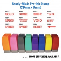 Ready-made 28mm x 8mm Pre-Inked Rubber Stamp for Business / School Use (In RED Ink Only)
